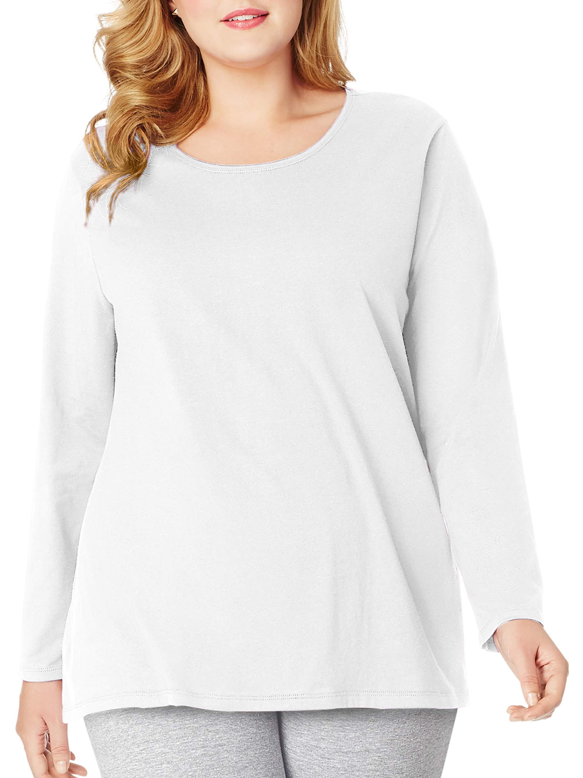 JMS by Hanes PlusSize Women's LongSleeve Scoopneck Tee