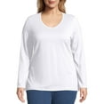 thumbnail image 1 of JMS by Hanes Plus-Size Women's Long-Sleeve V-neck Tee, 1 of 6
