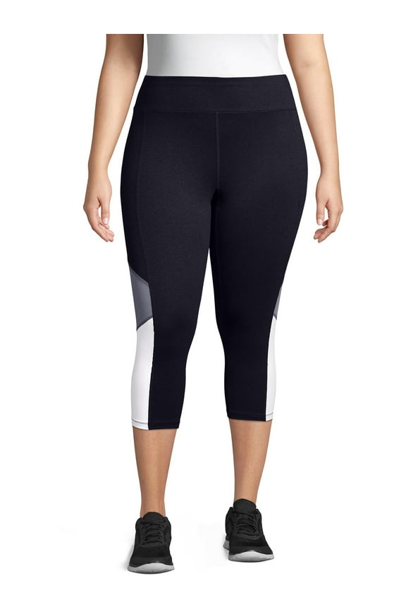 JMS by Hanes Women's Plus Active Colorblocked Performance Capri Leggings