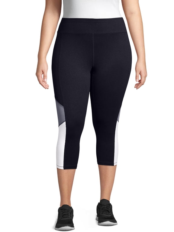 by Hanes Women's Plus Active Colorblocked Performance Capri Leggings