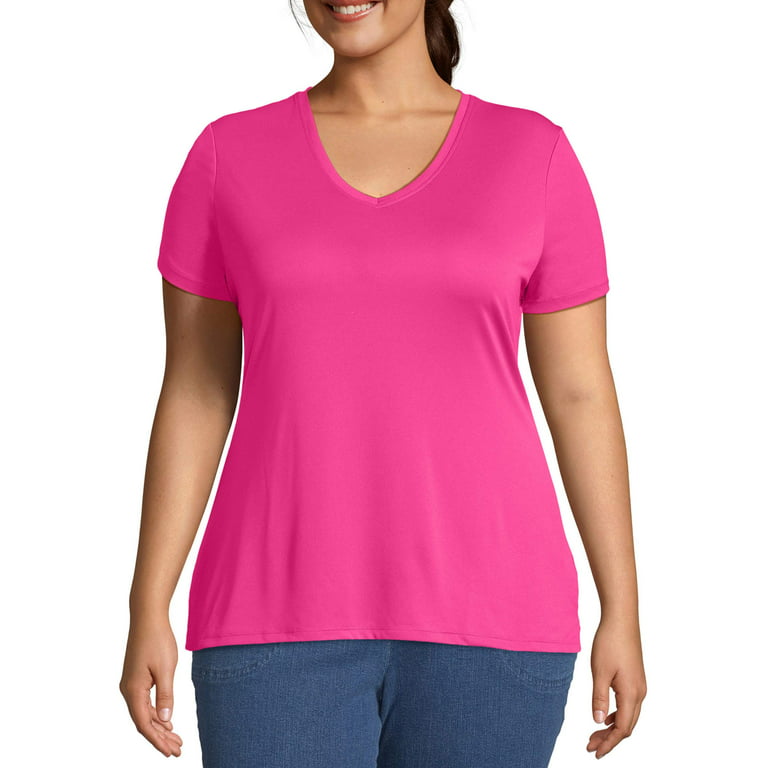 JMS by Hanes Women's Plus Size Cool Dry V Neck Tee 