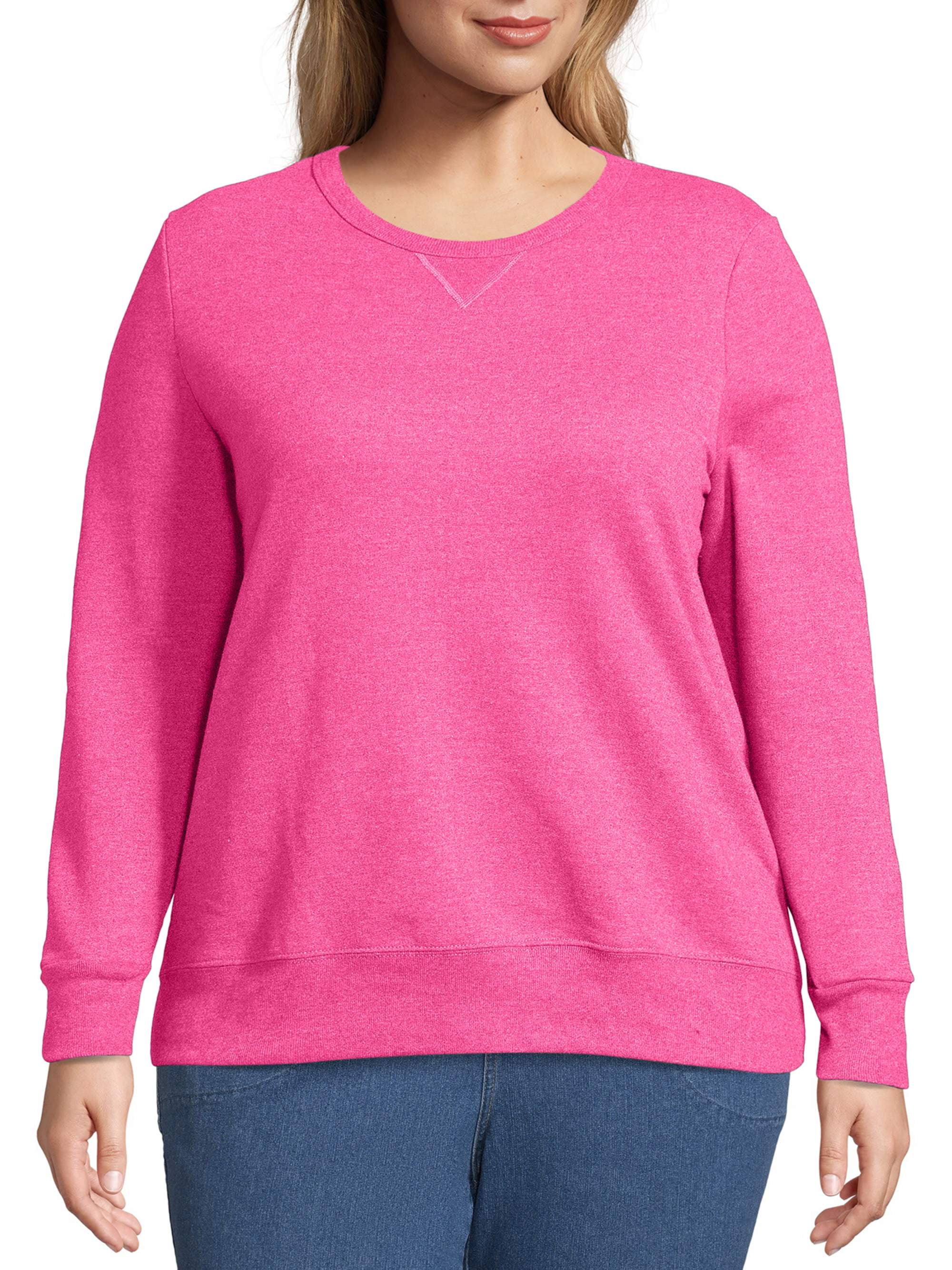 JMS by Hanes Women s Plus Size Lightweight Fleece Pullover Sweatshirt Crewneck Cotton Walmart