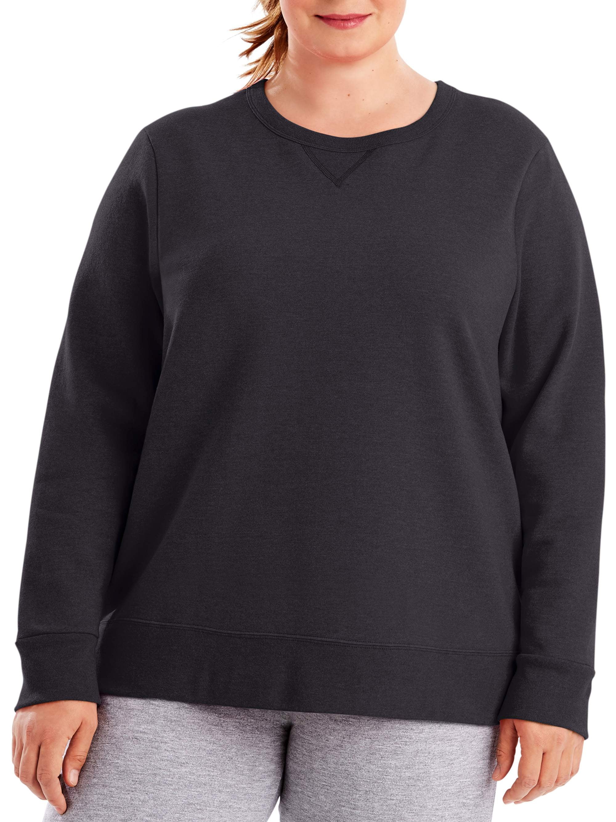 Hanes Women's Ecosmart V-notch Crewneck Sweatshirt, Fleece Pullover  Sweatshirt for Women