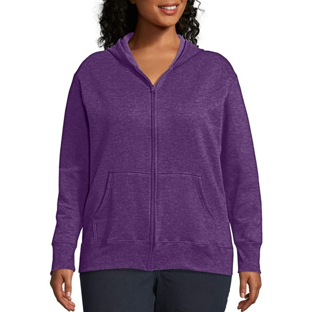 JMS by Hanes Women's Plus Size Fleece Zip Hood Jacket - Walmart.com