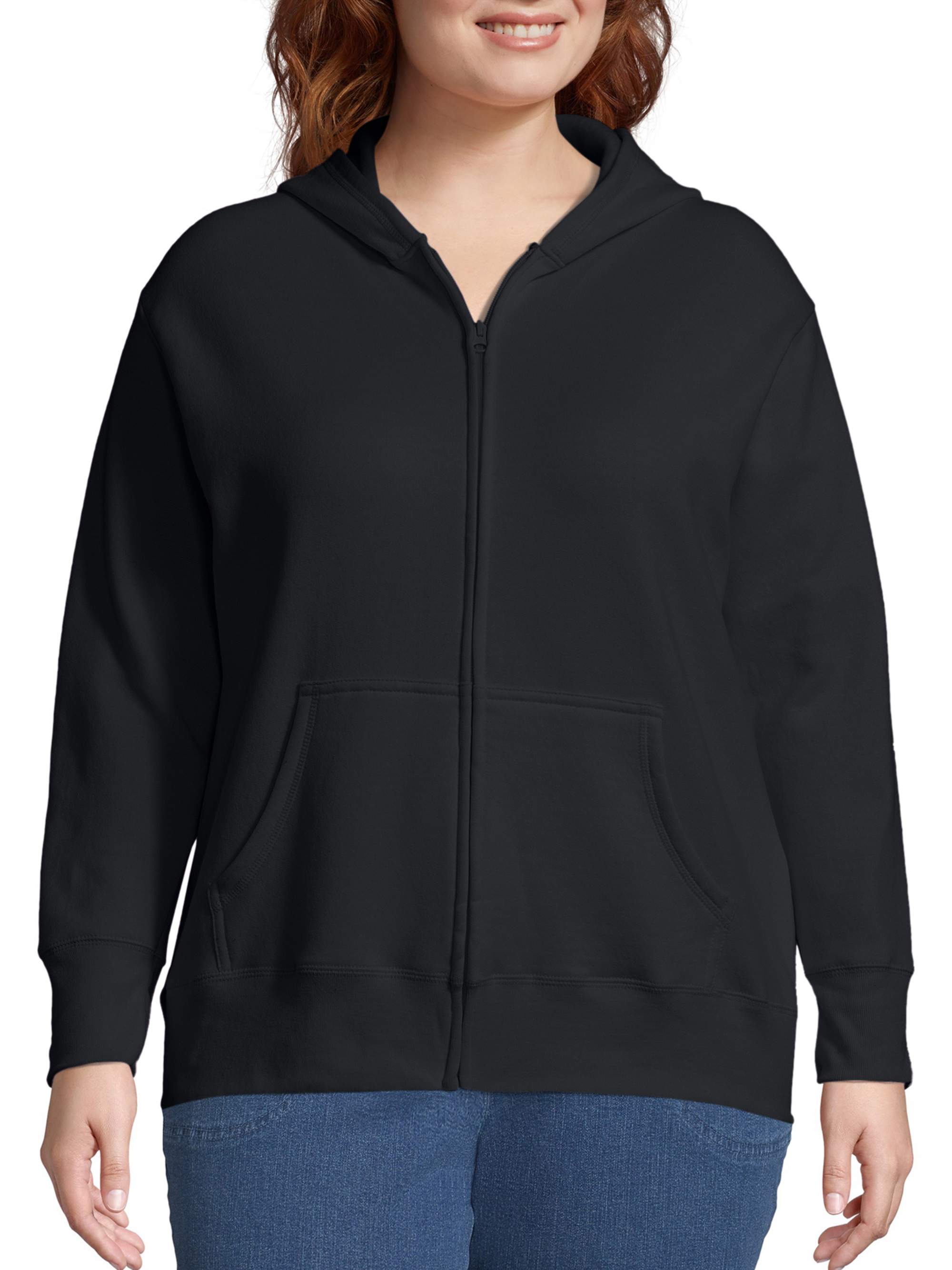 JMS by Hanes Women's Plus Size Fleece Zip Hood Jacket - image 1 of 6