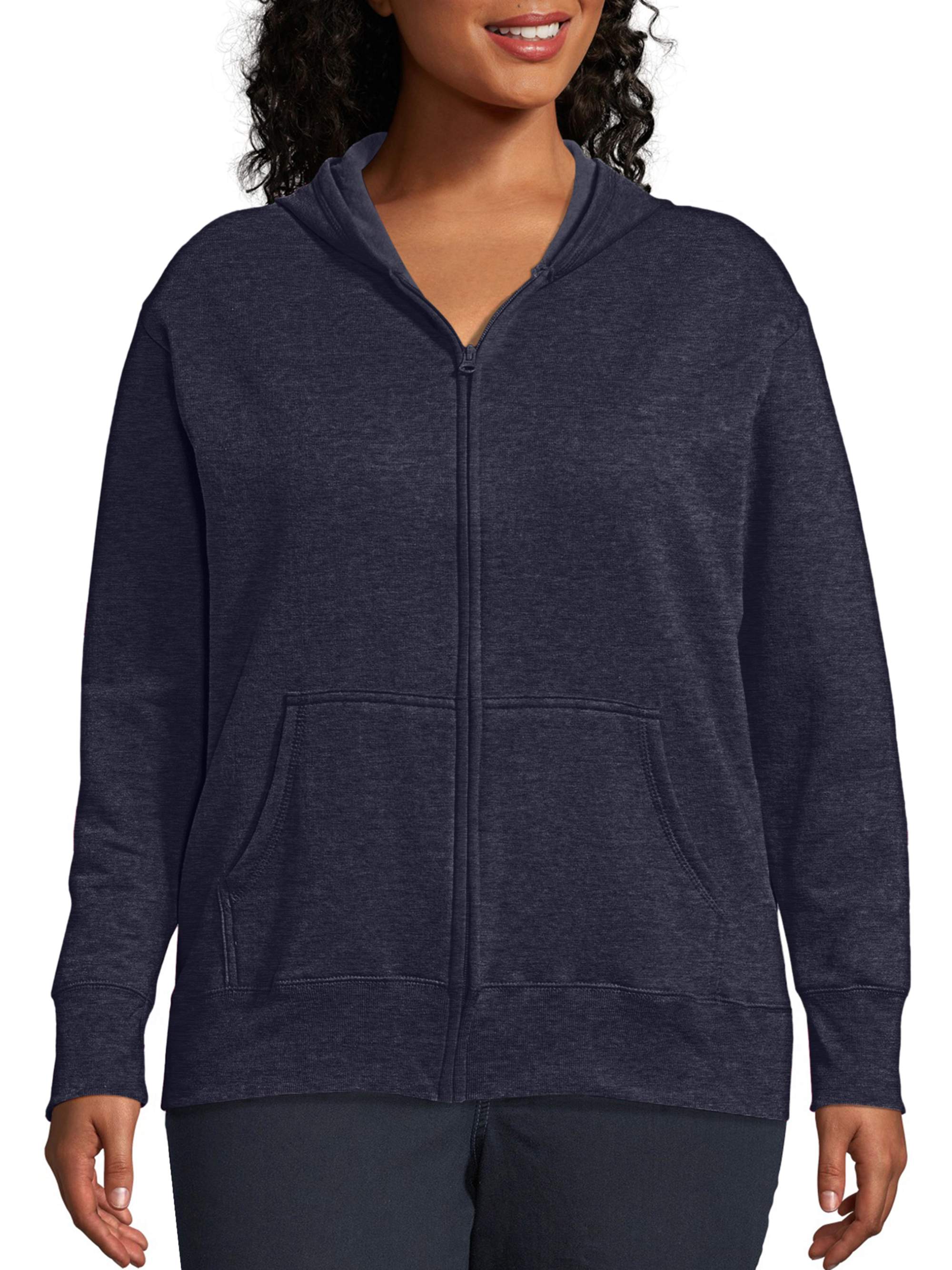 JMS by Hanes Women's Plus Size Fleece Zip Hood Jacket - image 1 of 6