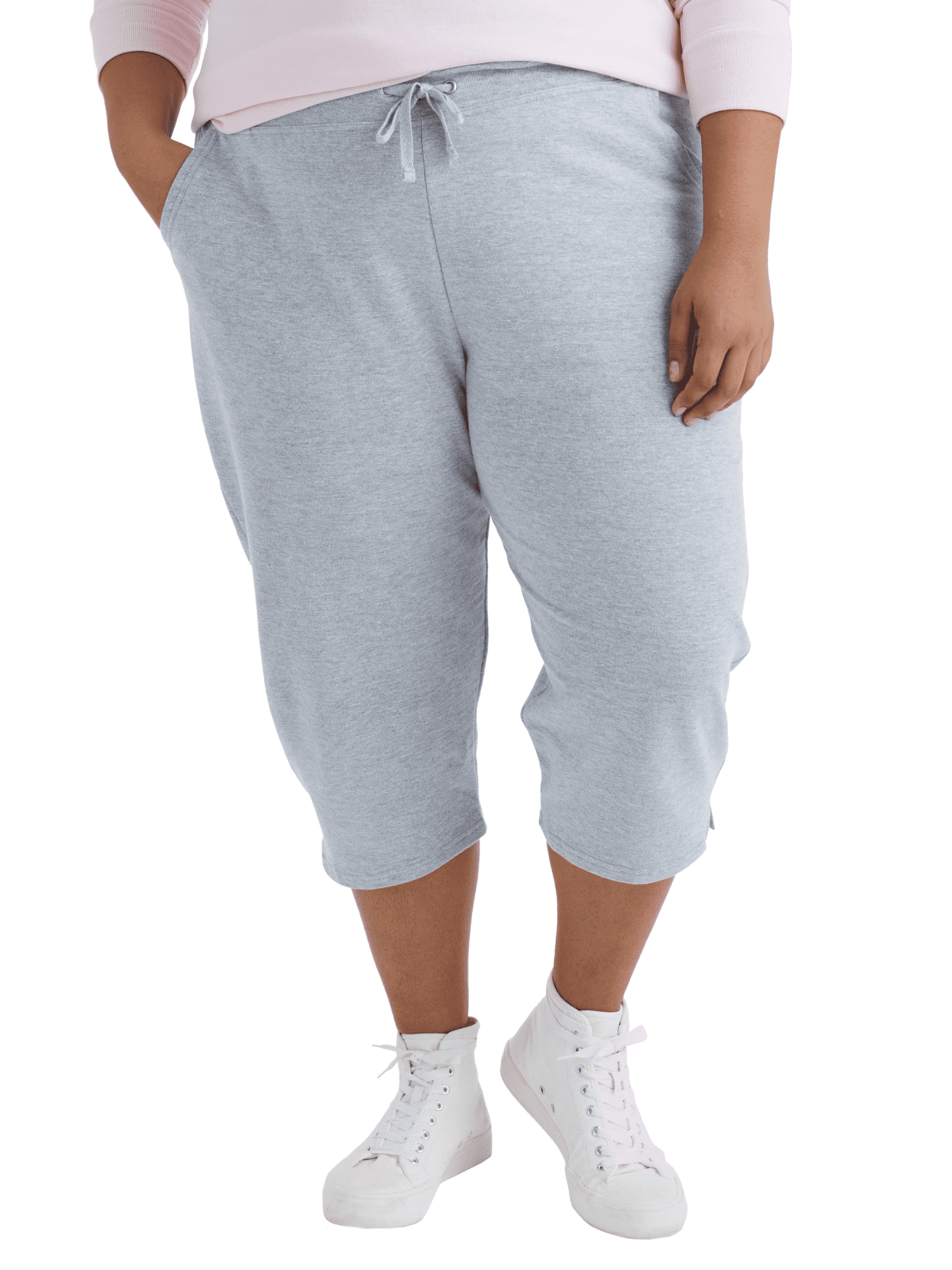 Hanes Just My Size Women s French Terry Capris 19 Plus Light Steel 5X Walmart