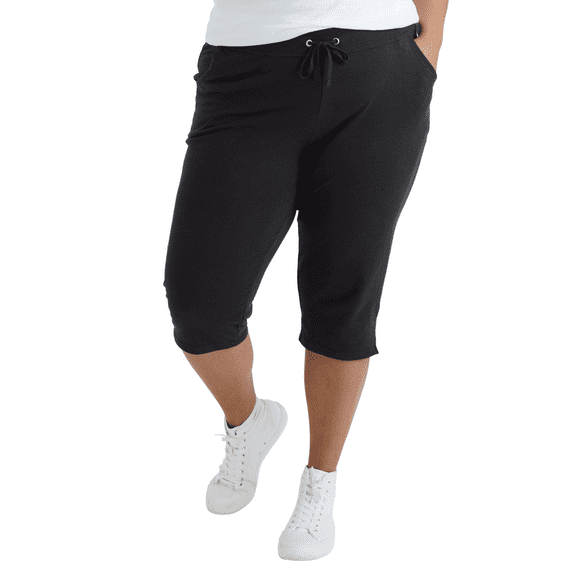 JMS by Hanes Women's Plus Size French Terry Pocket Capri