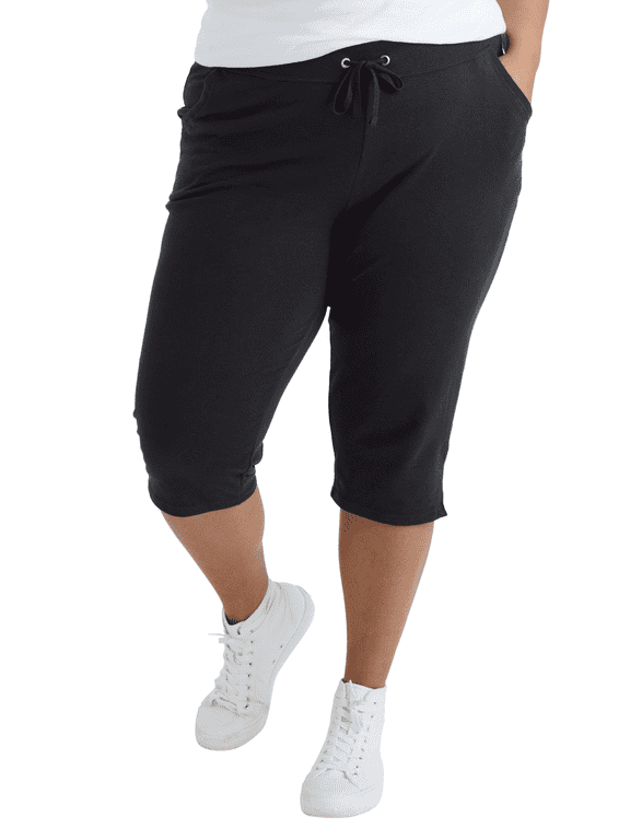 by Hanes Women's Plus Size French Terry Pocket Capri