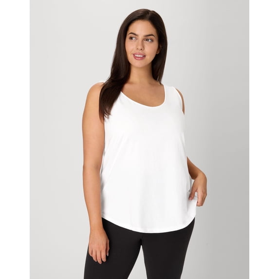 Hanes Just My Size Women’s Cotton Jersey Tank, Shirttail Hem (Plus ) White 1X
