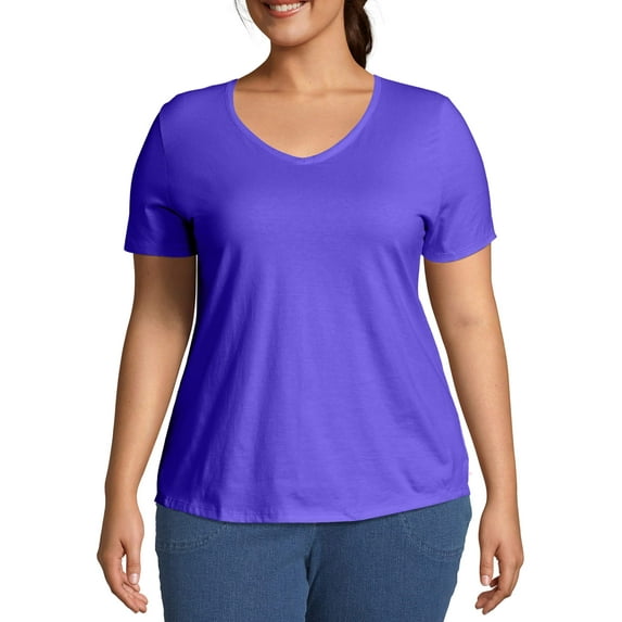 JMS by Hanes Women's Plus Size Short Sleeve V-Neck Tee