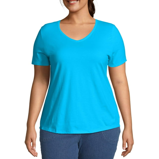 JMS by Hanes Women's Plus Size Short Sleeve VNeck Tee