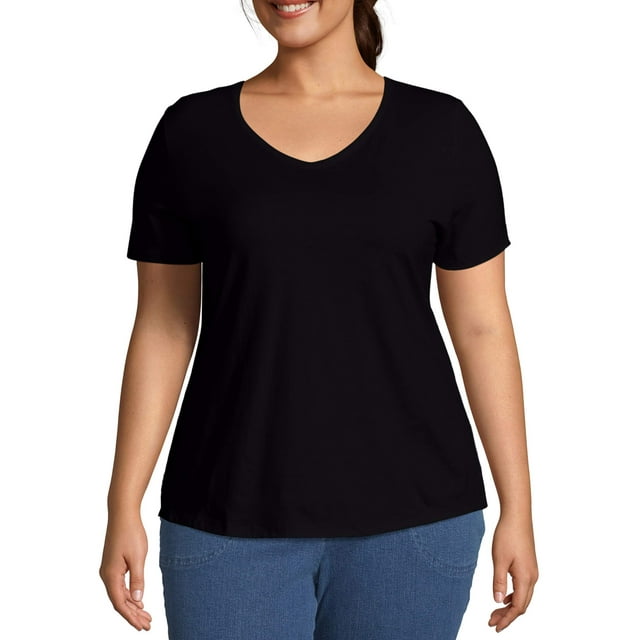 JMS by Hanes Women's Plus Size Short Sleeve VNeck Tee