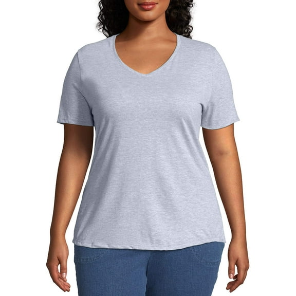 JMS by Hanes Women's Plus Size Short Sleeve V-Neck Tee