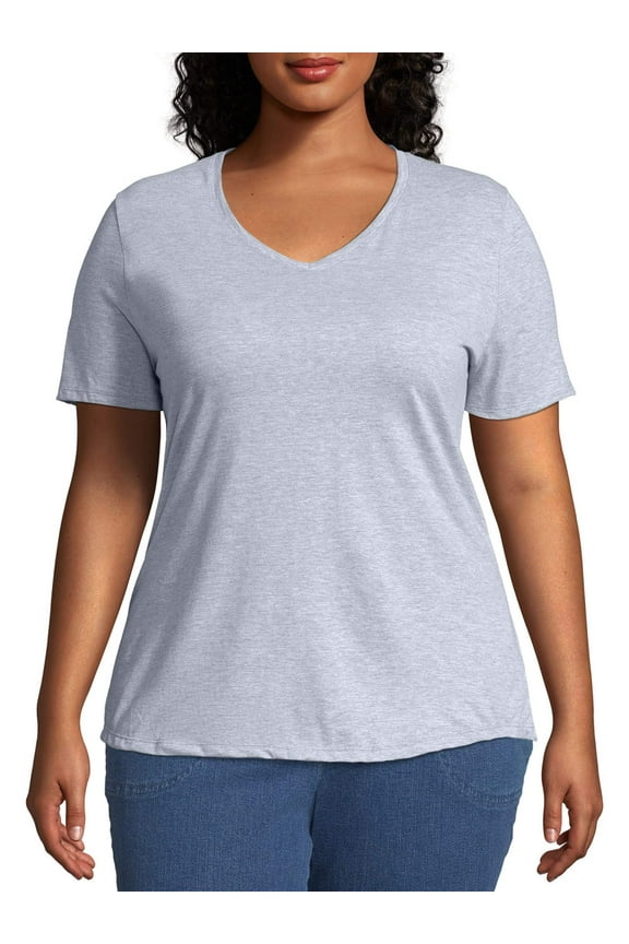 JMS by Hanes Women's Plus Size Short Sleeve V-Neck Tee