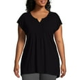 thumbnail image 1 of JMS by Hanes Women's Plus Size Slub Crochet Bib Tunic, 1 of 6