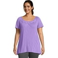 thumbnail image 1 of JMS by Hanes Women's Plus Size Slub Crochet Trim Tunic, 1 of 5