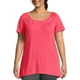 thumbnail image 1 of JMS by Hanes Women's Plus Size Slub Crochet Trim Tunic, 1 of 6