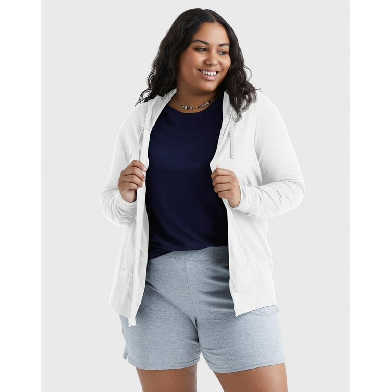Hanes Just My Size Women s Full Zip Slub Hoodie Plus White 3X