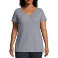 thumbnail image 1 of JMS by Hanes Women's Plus Size Slub Shirred V-Neck, 1 of 5