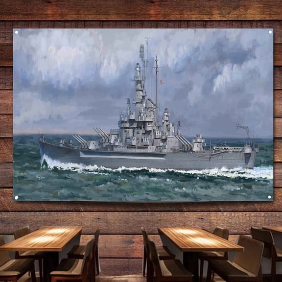 JMSDF DDH Kaga Helicopter Destroyer Battleship Wall Art Banners Hanging Flags Wall Chart Warship Military Art Poster Canvas Print Art Painting Room Office Home Decor Tapestry,38X57 inches