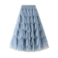 thumbnail image 1 of JMSUN Tulle Skirts for Women High Waist Layered Floral Print Brown Skirt Mesh A-Line Midi Layered Ruffles Mesh Skirt, 1 of 5