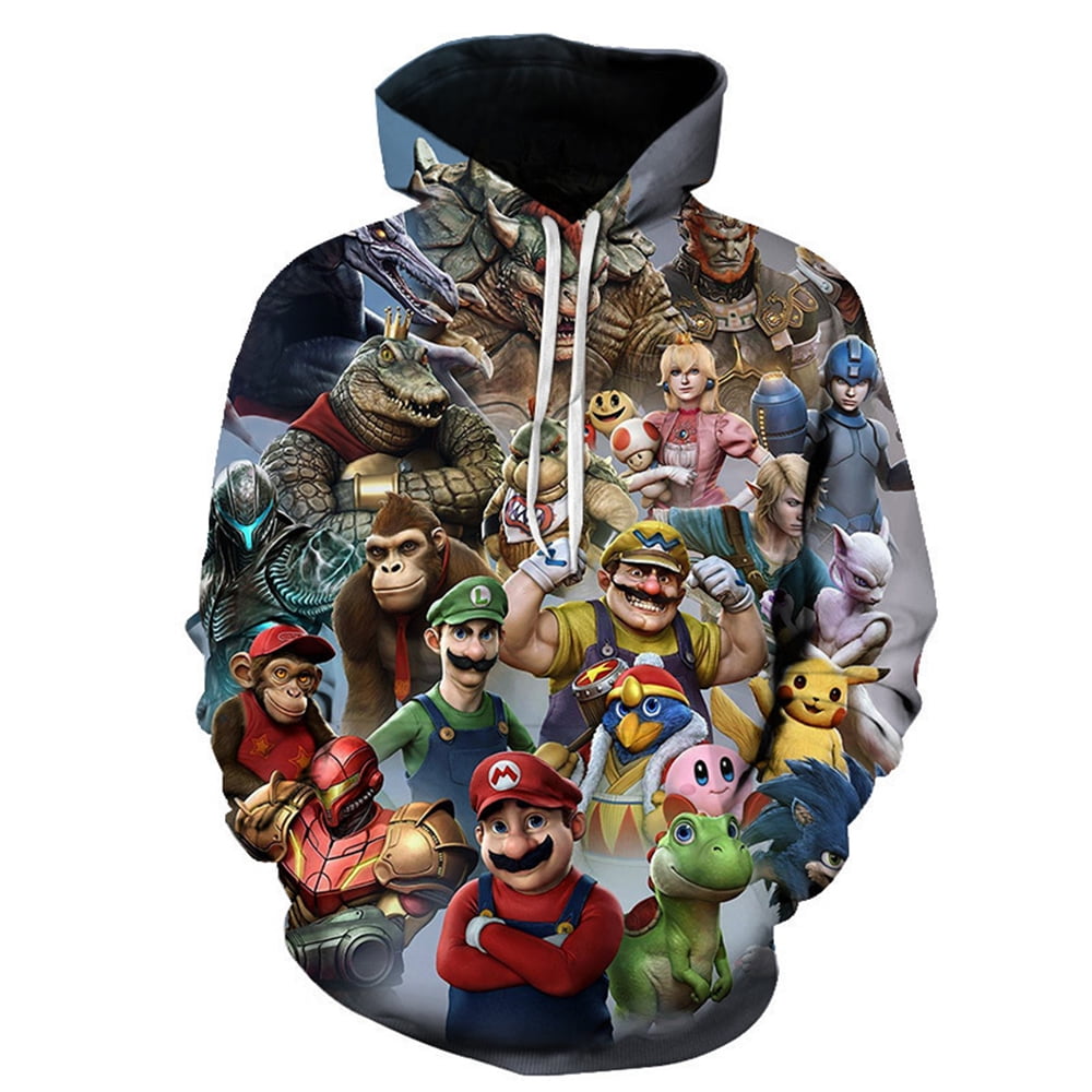 JMSUN Unisex Bowser Costume Adult Hoodie, Anime Mario Luigi Costume