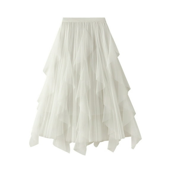 JMSUN Women’s Mesh Layered Tulle Skirt Sheer Tutu Midi Skirt Tutu Tulle Skirt Elastic High Waist Midi Skirt