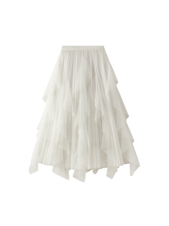 Women’s Mesh Layered Tulle Skirt Sheer Tutu Midi Skirt Tutu Tulle Skirt Elastic High Waist Midi Skirt