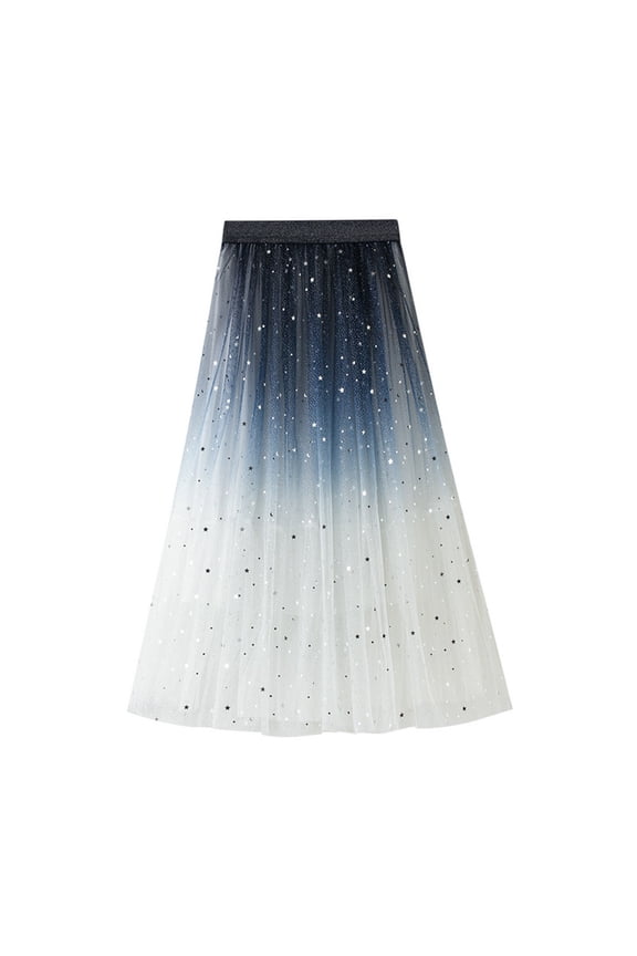 Women’s Midi Tulle Skirt Elastic Waist 3 Layered Mesh Formal Prom Party Tutu Skirt A Line