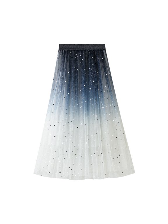 Women’s Midi Tulle Skirt Elastic Waist 3 Layered Mesh Formal Prom Party Tutu Skirt A Line