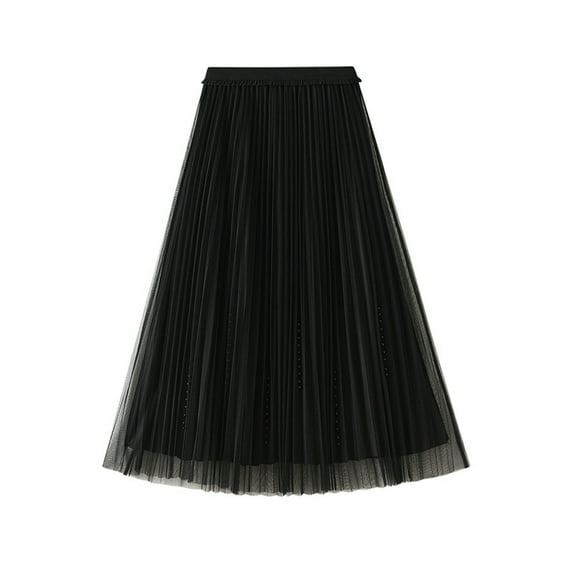 JMSUN Women’s Tulle Skirts Tulle Skirts for Women High Waist Layered Floral Print Brown Skirt Mesh A-Line Midi Skirt