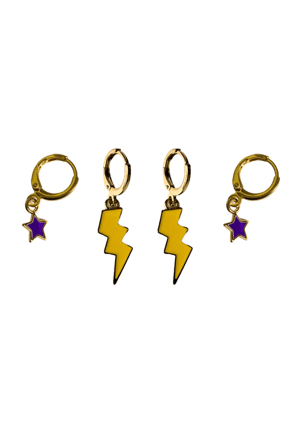 JMU Classic Gameday Earring Stack for Dukes Gameday golden yellow | purple