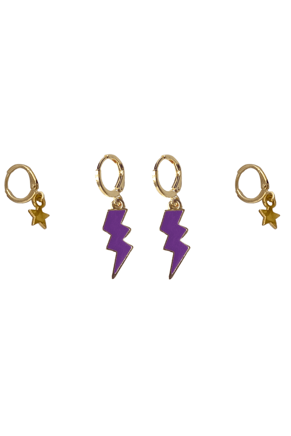 JMU Classic Gameday Earring Stack for Dukes Gameday purple | golden yellow