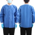 thumbnail image 1 of JMU Lab Coat, Plus SMS Jacket With 3 Pockets, Hip Length, 40g SMS, Dark Blue, Small, 10Pcs/Pack, 1 of 6