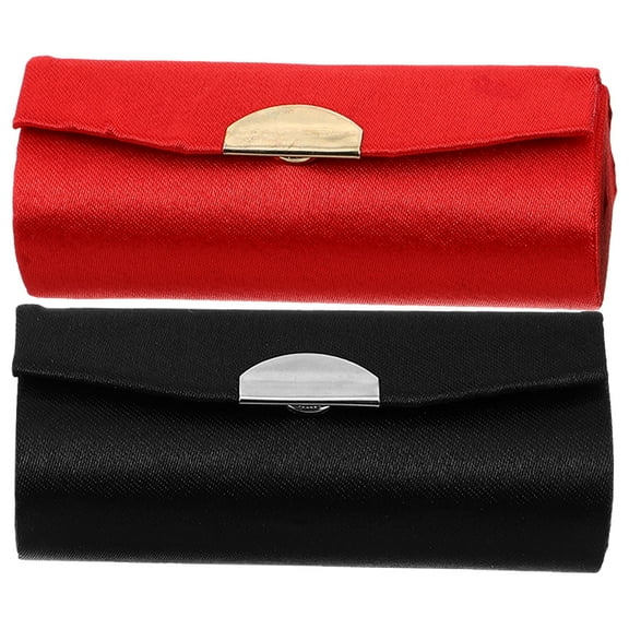 JMXIANG 2Pcs Retro Silk Lipstick Case With Mirror Ideal For Travel Makeup And Cosmetic Storage Decorative Lipstick Holder For Women Red