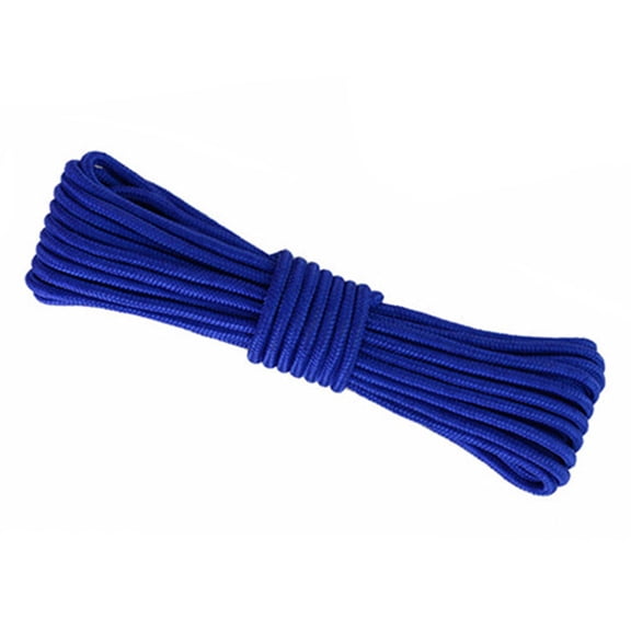 JMXIANG 30M Solid Braided Nylon Rope Rot and Weather Resistant Rope for Camping Indoor and Outdoor Sports 6mm(Blue)