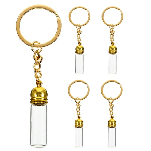 JMXIANG 5pcs Glass Vial Charms Tiny Jars with Caps Tiny Glass Perfume Bottle Empty Keychains Small Jars Keychains Empty Perfume Bottle Pendants