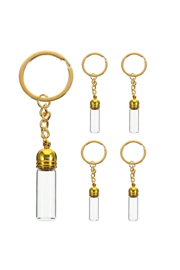 5pcs Glass Vial Charms Tiny Jars with Caps Tiny Glass Perfume Bottle Empty Keychains Small Jars Keychains Empty Perfume Bottle Pendants