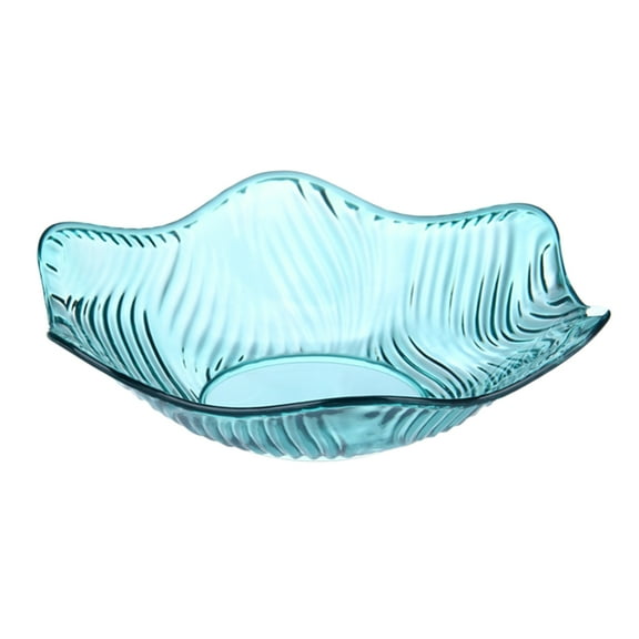 JMXIANG Plastic Fruit Plate Flower Design Snack Nut Dish Wave Candy Holder Salad Bowl for Home (Cyan)