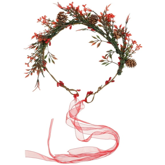 JMXIANG Red Berry Flower Crown Wreath Simulated Berry Flower Headband Wedding Bridal Garland Women Floral Headband Hair Decors Photo Prop
