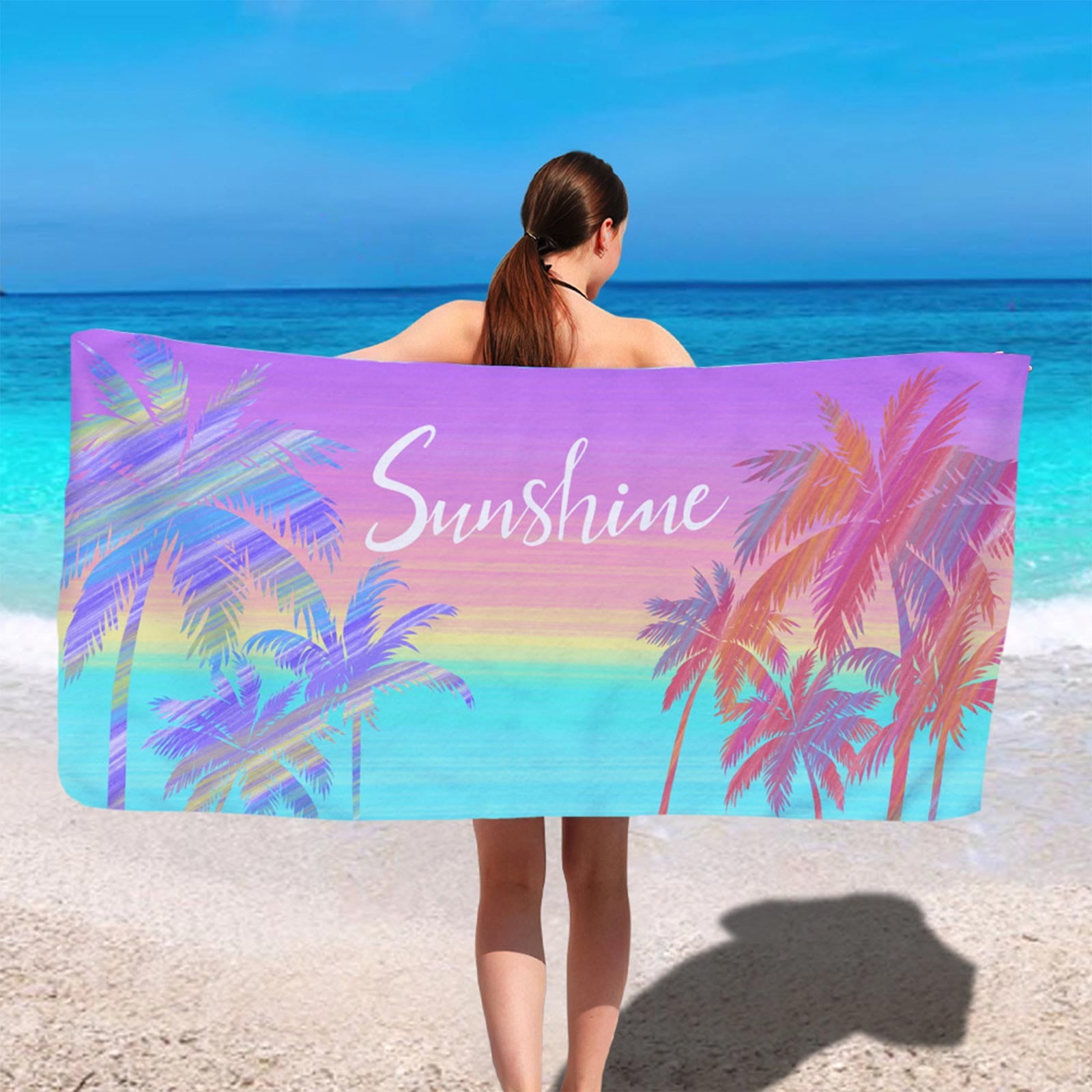KOBLEN Sunbathing Girls Oversized Beach Towel - 31x61 Inch Microfiber Quick Dry Towel For Pool, Yoga, Travel