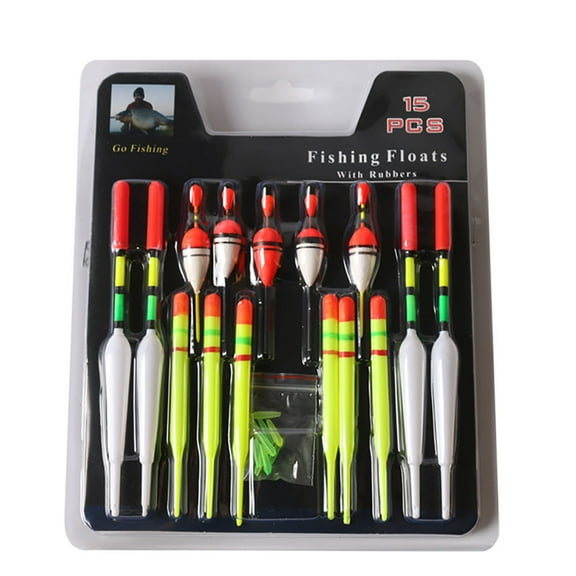 JMYHOAM Camping Tools and Gadgets 15pcs Yellow Bobbers Slip Drift Tube Lot Fishing Floats Assorted Sizes Fishing Supplies Must Have 15 Fishing and Floating Sets Outdoor Activities