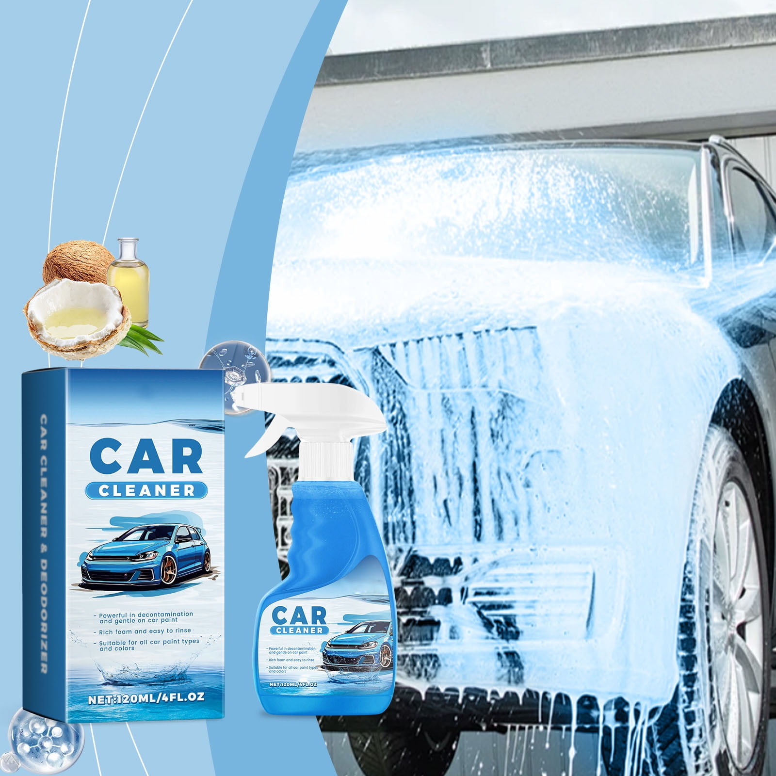 JMYHOAM Car Cleaning Supplies Waterless Dry Car Wash Concentrate Car Washing Liquid for Cleaning Shining and Smoothness of Vehicles120ml Car Accessories on Clearance
