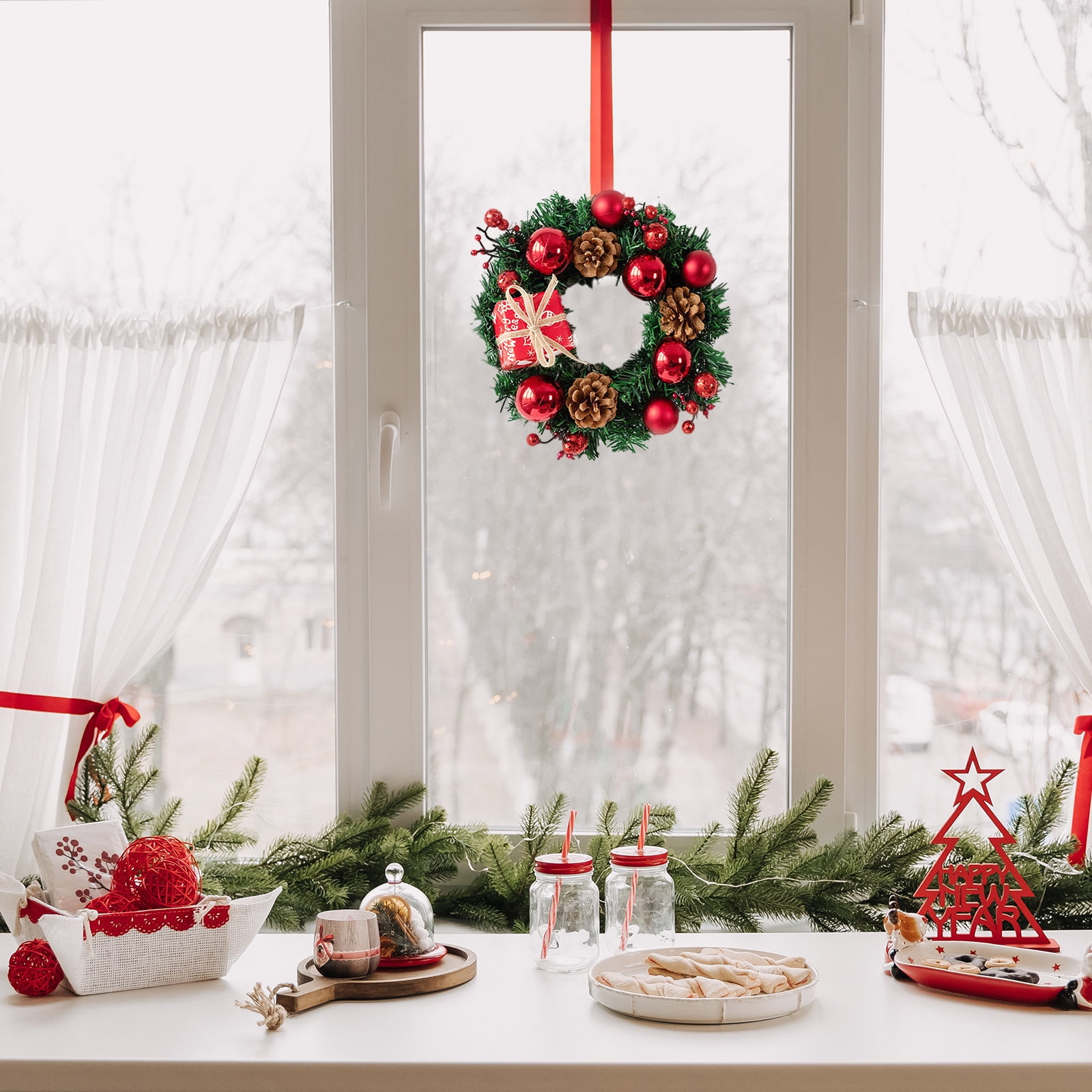 JMYHOAM Christmas Wreaths for Front Door, Gift Bag Christmas Wreath