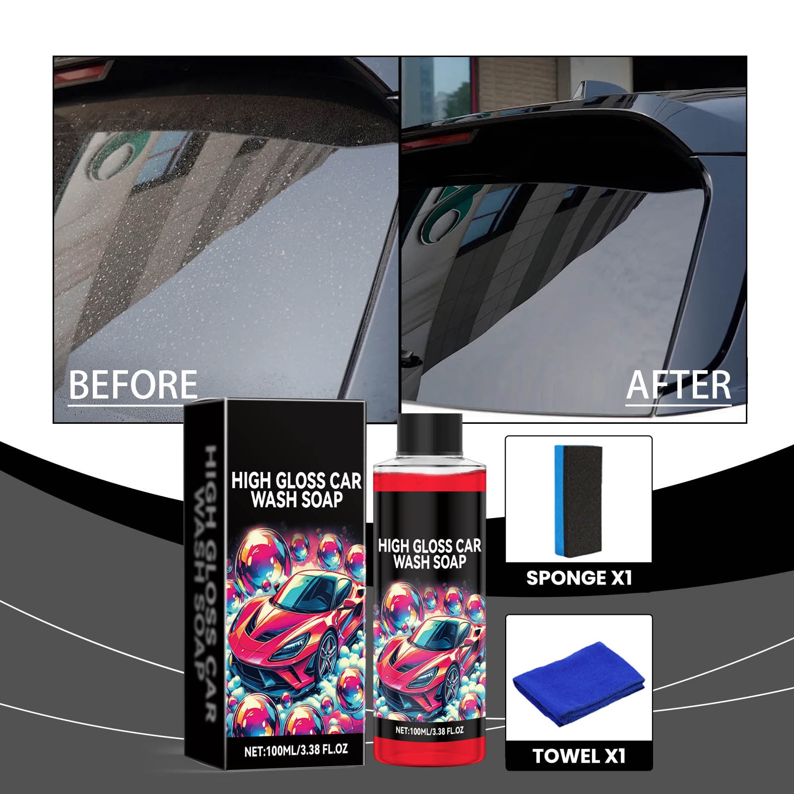JMYHOAM Clean Gadgets Car Exterior Shampoo Multipurpose Automotive Cleaners High Concentration Super Foam Strong Decontamination Auto Wash Supplies 100ml Cleaning Supplies