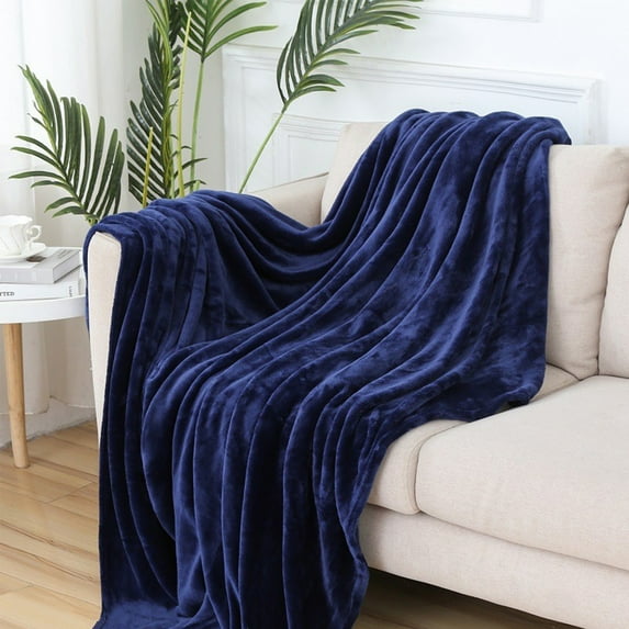 JMYHOAM Flannel Fleece Microfiber Throw Blanket Lightweight Cozy Couch Bed Blanket Super Soft and Warm Solid Color Throw Blanket for Couch, Blue