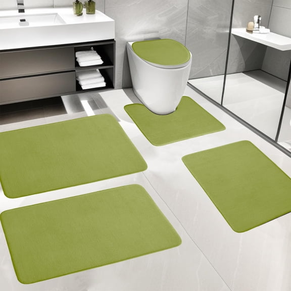 JMYHOAM Foam Bath Mat 5 Set Bathroom Rugs for 5 Pcs toilet Mats Universal Soft Comfortable Water Absorption Non-Slip Thick Machine Washable Easy Dry Dark Color Bathroom Accessories Floor Mats