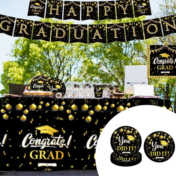 JMYHOAM Graduation Table Decorations 2025 Party Theme Paper Set Of 9 Tissue Paper Cups Paper Plates Party Disposable Decoration Supplies Graduation Centerpieces for Tables on Clearance