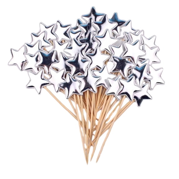 JMYHOAM Home Decor 50 PCS Star Cocktail Picks- Wooden Star Cocktail Picks Toothpick Strings for Appetizers- Fruit and Drinks Decoration Christmas Party Supplies